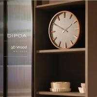 ราคา DIPOA 3D Wood (WN108DB) นาฬิกาแขวนผนัง จากไม้ หน้าปัดสีเทาอมฟ้า (24845579294)