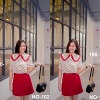 ราคา เสื้อเชิ้ตแขนตุ๊กตาคอบัวลายจุด (6378147128)