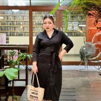 ราคา Plus size เดรสเชิ้ตกระดุมหน้าแขนยาวทรงสวยเชือกผูกเอวผ้านิ่มของสาวอวบสวย ไฮโซ รุ่นเดรสไฮริช(S4) (28961543963)