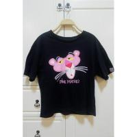ราคา (มือ 2 ของแท้ ถ่ายจากสินค้าจริง) เสื้อยืดสีดำ สกรีนลาย "Pink Panther" ไซส์ L (29851103586)