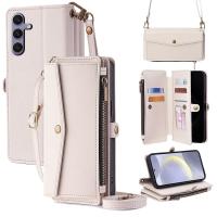 ราคา กระเป๋าสตางค์ซองหนังสําหรับ Samsung Galaxy S25 FE Ultra Plus Edge 5G S25 + Flip Casing 2 Straps Multifunctional Wallet Cover (26323373075)