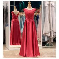 ราคา ชุดราตรียาวแขนล้ำ ชุดไปงานแต่งงานกลางคืน ชุดราตรีคนอ้วนพร้อมส่ง PF148-RED แดง (18793454138)