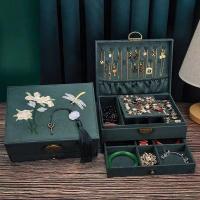 ราคา กล่องใส่เครื่องประดับ กล่องใส่เครื่องประดับ สร้อยคอ สร้อยข้อมือ 2 ชั้น ลายปัก สไตล์จีนย้อนยุค (29707467825)