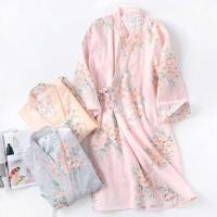 ราคา ❤ ชุดนอนเสื้อคลุมอาบน้ำกิโมโนผ้าโปร่งผ้าฝ้ายบริสุทธิ์สำหรับผู้หญิงชุดนอนสไตล์ญี่ปุ่นลูกไม้ลายดอ (41355970693)