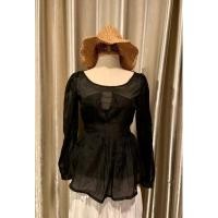 ราคา เสื้อสีดำ แขนยาว ชีฟอง ผูกโบว์ด้านหลัง แขนตุ๊กตา พร้อมส่ง‼️ (26632160479)