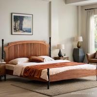 ราคา Retro French Nordic เตียงไม้เนื้อแข็งสไตล์ยุคกลาง Master เตียงขนาดใหญ่อเมริกัน North American Black Walnut ห้องนอนเตียงคู่ (57403280377)