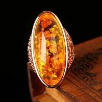 ราคา Fashion Big Oval Simulated Ambers Stone Ring for Women Silver Color Bright Black Crystal Ring Vintage Wedding Jewelry Wh (27143455702)