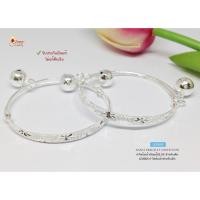 ราคา กำไลข้อเท้าเด็กเงินแท้ 92.5% กำไลแบบขัดทราย ตัดลาย ผูกกระพรวน ขนาด 1 บาททอง (ราคาต่อคู่) (เรือนเงินแท้) LE0005 (12312216694)