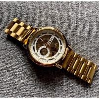 ราคา นาฬิกาไขลาน โชว์กลไก สายสแตนเลสทอง Automatic Skeleton (25486646036)