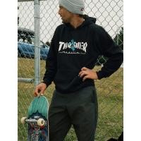 ราคา THRASHER Flame Hoodie เสื้อแจ็คเก็ตแขนยาวอบอุ่นสำหรับผู้ชายและผู้หญิง (45156342315)