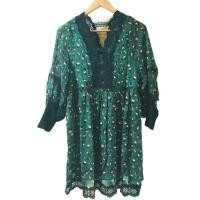 ราคา เดรสลายดอกโทนสีโทนเขียวคอแต่งลูกไม้ปักฉลุทรงปล่อยๆชายแต่งระบายลูกไม้ปักฉลุมีซับในทั้งต้ว (8652865634)