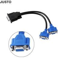 ราคา JUSTO DMS-59 Splitter Adapter, ใช้งานได้จริง 15 Pin หญิง DVI เป็น VGA Adapter, ความละเอียดสูง Dual Output Dual VGA Splitter คอมพิวเตอร์ (41679046987)
