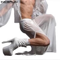 ราคา Incerun กางเกงขายาว ซีทรู เอวสูง สีขาว เซ็กซี่ แฟชั่นสําหรับผู้ชาย (15959221764)