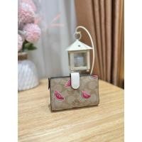 ราคา Coach มือสอง แท้% กระเป๋าสตางค์ 2 พับ ลายแตงโม Coach 3152 MEDIUM CORNER ZIP WALLET IN SIGNATURE CANVAS (29105136525)