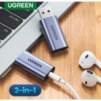 ราคา UGREEN รุ่น 80864 Sound Card USB to แจ๊ค 3.5มม. การ์ดเสียงสำหรับ PC, โน๊ตบุ๊ค, PS4 External USB Sound Card Mic (21315749581)