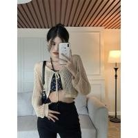 ราคา ❤️ส่งต่อ❤️✌มือ2 : เสื้อคลุมตาข่ายสีครีมผูกเชือกด้านหน้าใส่คลุมหน้าร้อน (27280146277)