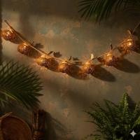 ราคา โคมไฟกะลามะพร้าว แบบแขวน สาย 7 ลูก แสงวอร์ม ไฟแต่งบ้าน คาเฟ่ ร้านอาหาร งานแฮนเมด (46006441139)