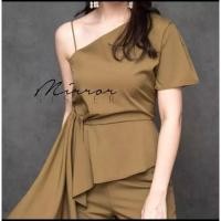 ราคา ชุดออกงาน จั้มสูทขายาว ชุดเรียบหรู จั้มสูทสีเขียวขี้ม้า ชุดสาวอวบ งานป้าย mirrorsister (25030580498)