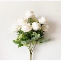 ราคา ช่อดอกไม้ประดิษฐ์สีขาวนวล ช่อดอไม้ปลอม 9 ดอก (51505353480)