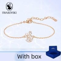 ราคา Swarovski (พร้อมกล่อง) ซื้อสร้อยข้อมือเครื่องประดับเงินแท้ สร้อยข้อมือหงส์ขาว Mixed Cut Rose Gold Tone (53705879641)