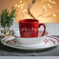 ราคา จานชุด Corelle ลาย Classic Red Cafe จำนวน 16 ชิ้น (3341168333)