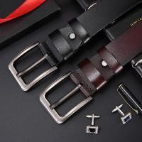 ราคา Plus Big Size 150 140 130cm Belts for Men Vintage Real Genuine Leather Cowskin Belt Business Alloy Pin Buckle Waist Strap Belt (14123441004)
