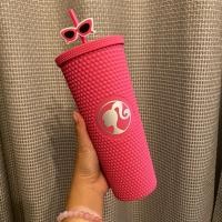 ราคา แก้วน้ําบาร์บี้ Miniso/ขวดพร้อมหลอดและแก้ว (29317543771)