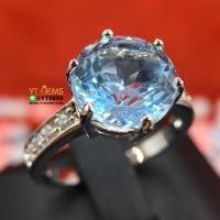 ราคา แหวนบลูโทแพซ แหวนเงินแท้ ชุบทองคำขาว พลอยบลูโทแพซแท้ YTG-8268 (3117658991)