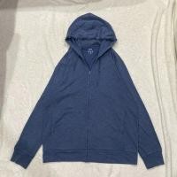 ราคา เสื้อแจ็คเก็ตฮู้ด Uniqlo AIRism Cotton กันUV สีน้ำเงิน กรม XL 46/27" มีขุยนิด (27517389803)