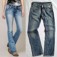 ราคา กางเกงยีนส์ฟอกผ้าดิบ REPLAY ทรง Boot Cut ประเก็นคริสตัล เอววัดจริง 29" สภาพดี (28928254214)