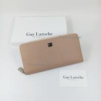 ราคา Guy Laroche กระเป๋าสตางค์ผู้หญิงใบยาว ซิปรอบ สี Beige หนังลาย อะไหล่สีเงิน (28235052171)