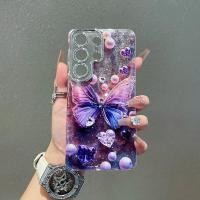 ราคา Sparkling Diamond Glitter เลื่อมผีเสื้อสีม่วงซิลิโคนนุ่มสําหรับ Samsung S26 S25 S24 S23 Ultra ฝาครอบป้องกัน (45207143108)