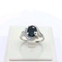 ราคา แหวนนิลแท้ แหวนเงินแท้ 925 นิลล้อมเพชรสวิส ตัวเรือนชุบทองคำขาว (3524939804)