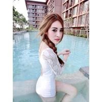 ราคา วันพีช ชุดว่ายน้ำแขนยาว วันพีชแขนยาว ชุดว่ายน้ำโชว์หลัง ชุดว่ายน้ำสีขาว วันพีชสีขาว ชุดว่ายน้ำลูกไม้ (29358981)