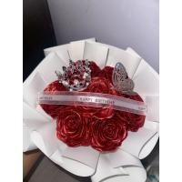 ราคา ช่อกุหลาบริบบิ้นกลิตเตอร์สีแดง 7ดอก (51453847143)