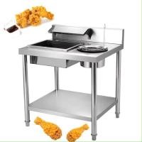 ราคา โต๊ะสแตนเลสโต๊ะชุบแป้งทอดเตรียมอาหารชุบทอดขนมปังแบ บแมนนวล ไก่ทอด ปลาทอด ในร้านอาหาร (27686164912)