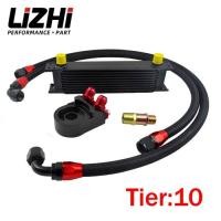 ราคา Universal 10 Rows AN10 Transmission Oil Cooler with Oil Filter Sandwich Adapter And Stainless Stee (41928975316)