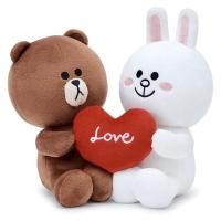 ราคา ตุ๊กตาไลน์เฟรนด์คู่ หมีบราวน์และกระต่ายโคนี่ นั่งคู่ถือหัวใจ Line Friends Cute Brown Bear Cony Rabbit Plush Toy (21949709302)