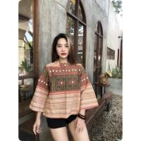 ราคา [ไซร้คนอ้วน] เสื้อแขนยาว ผ้าฝ้ายพื้นเมือง ติดกระดุมหลังทรงสวยมากค่ะ (23457539594)