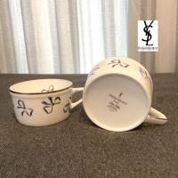 ราคา (RARE! หายาก) YSL แท้100% (2ใบ) ถ้วยชา กาแฟขอบทอง blue ribbon (28838413889)