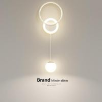 ราคา Cream style bedside wall lamp for bedroom2023New Modern Minimalist Designer Nordic Background Wall Pendant Light (47605440366)