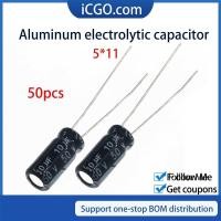 ราคา 50pcs 5*11 อลูมิเนียม Electrolytic Capacitor 0.1UF 0.22UF 0.33UF 3.3UF 4.7UF 10UF 22UF 33UF 50V Electrolytic Capacitor assortment 5*11 (43265882125)