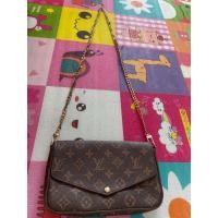ราคา กระเป๋าหนังพิมพ์ลายLV ถอดสายได้เป็นสายโซ่มือสองงานลุ้นแท้ตู้ญี่ปุ่น (23344171796)