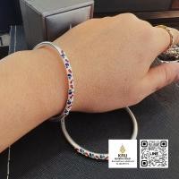 ราคา กำไลเงินสุโขทัย กำไลหลอดติดลายลงยา เงิน99.9% (22078741410)