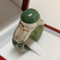 ราคา แหวนหยก จับเงินแท้ หัวหยกแท้ ไซส์ 59 (7340143769)