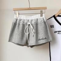 ราคา กางเกงขาสั้นแต่งขอบลูกไม้ สีเทา (42208266518)