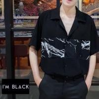 ราคา เสื้อฮาวายผู้ชาย เสื้อเชิ้ตสีดำ ลายหิน (แขนสั้น) (10013237937)