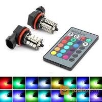 ราคา ไฟตัดหมอก LED H11 RGB 27 POINTS - ไฟตัดหมอก LED RGB H 11 REMOTE 5050 SMD (46551828907)