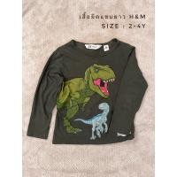 ราคา เสื้อยืดแขนยาวลายไดโนเสาร์สีเขียวขี้ม้าแบรนด์h&m (25065623216)