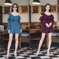 ราคา จั้มสูทแขนยาว เว้าไหล่ ส่งฟรีค่ะ (1103796810)